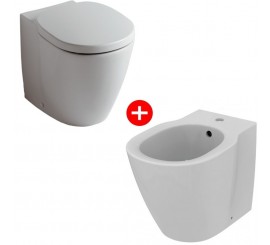 Set Vas WC pe pardoseala cu capac si bideu Ideal Standard Connect 36x55 cm evacuare orizontala
