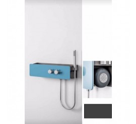 Glass Azulejo Baterie dus cu termostat si Bluetooth, gri/crom