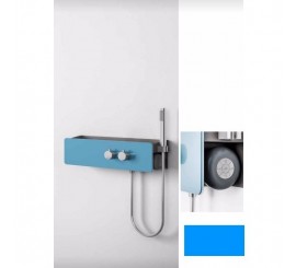 Glass Azulejo Baterie dus cu termostat si Bluetooth, albastru deschis/crom