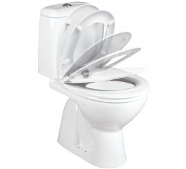 Set Vas WC pe pardoseala cu rezervor aparent si capac soft close Vidima Sirius 35x61 cm evacuare verticala