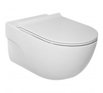 Set promo Vas WC suspendat cu capac soft close Roca Meridian Rimless 36x56 cm evacuare orizontala