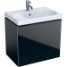 Geberit Acanto Masca lavoar baie cu sertar sticla neagra 60x42 cm, corp negru mat