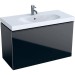 Geberit Acanto Masca lavoar baie cu sertar sticla neagra, 89x42 cm, corp negru mat