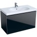 Geberit Acanto Masca lavoar baie cu sertar sticla neagra 89x48 cm, corp negru mat