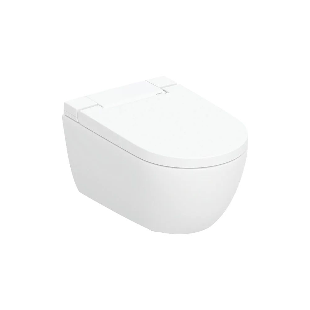 Set Vas WC cu bideu electronic suspendat cu capac soft close automat si telecomanda Geberit AquaClean Alba Rimless 37x56 cm evacuare orizontala main product photo