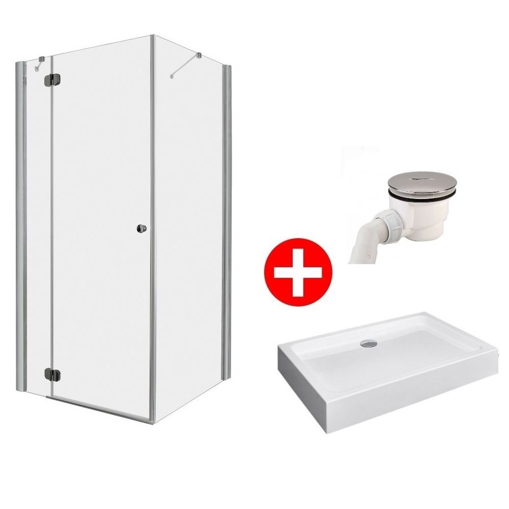 Set promo Cabina dus dreptunghiulara cu usa batanta Radaway Torrenta KDJ 100x80 cm, cadita si sifon main product photo