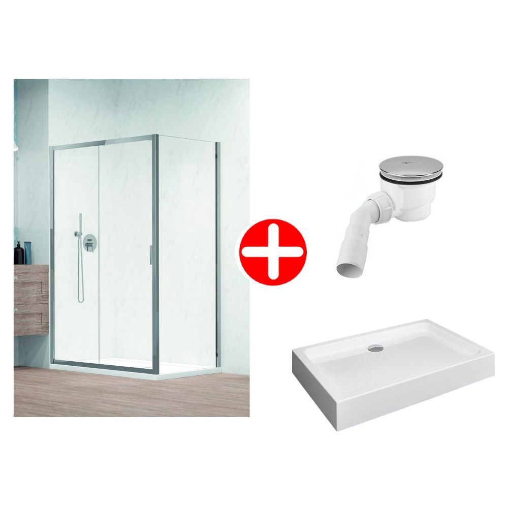 Set promo Cabina dus patrata cu usi glisante Radaway Alienta DWJ+S 120x90 cm, cadita si sifon main product photo