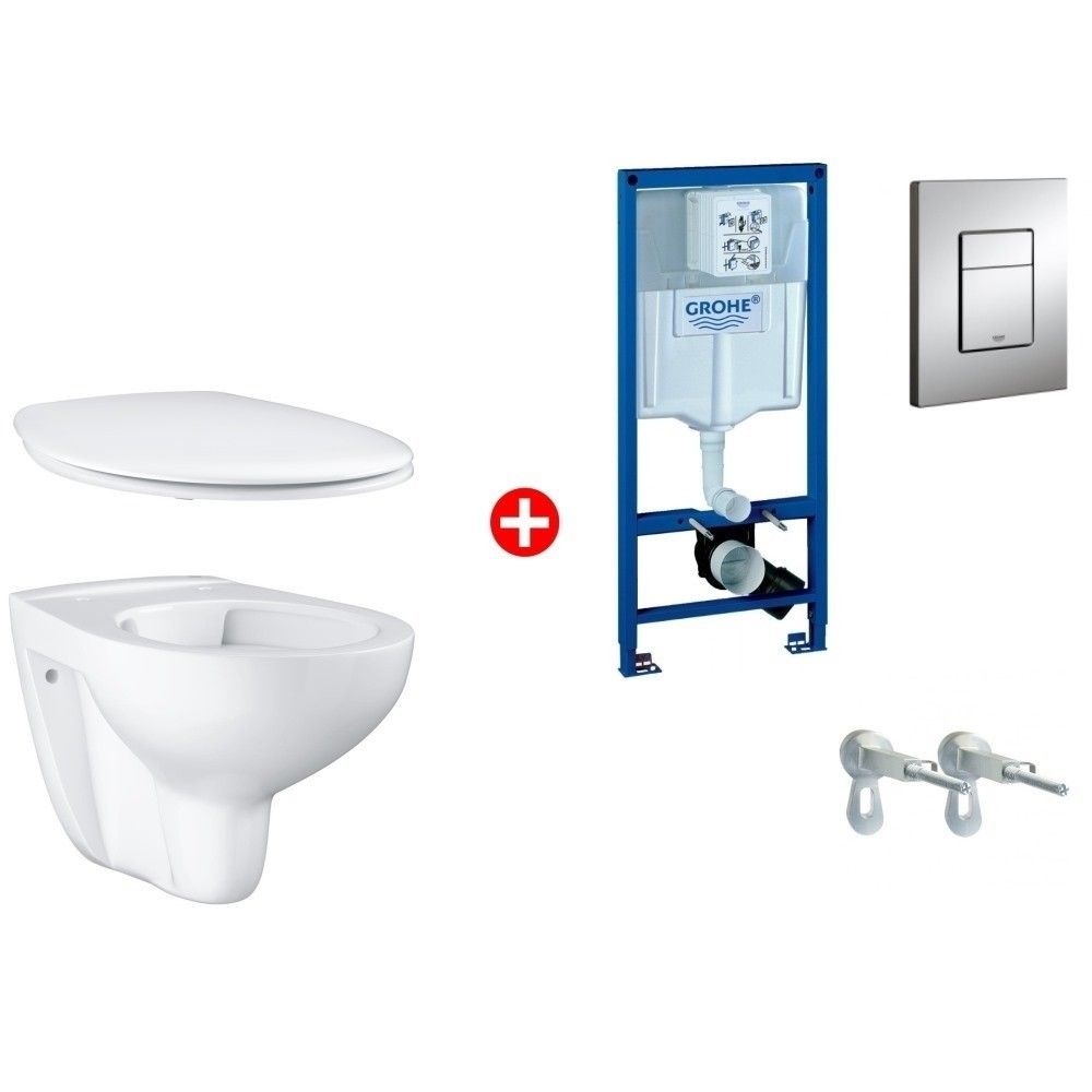 Set promo Vas WC suspendat cu rezervor incastrat si capac Grohe Bau Ceramic Rimless 37x53 cm evacuare orizontala main product photo