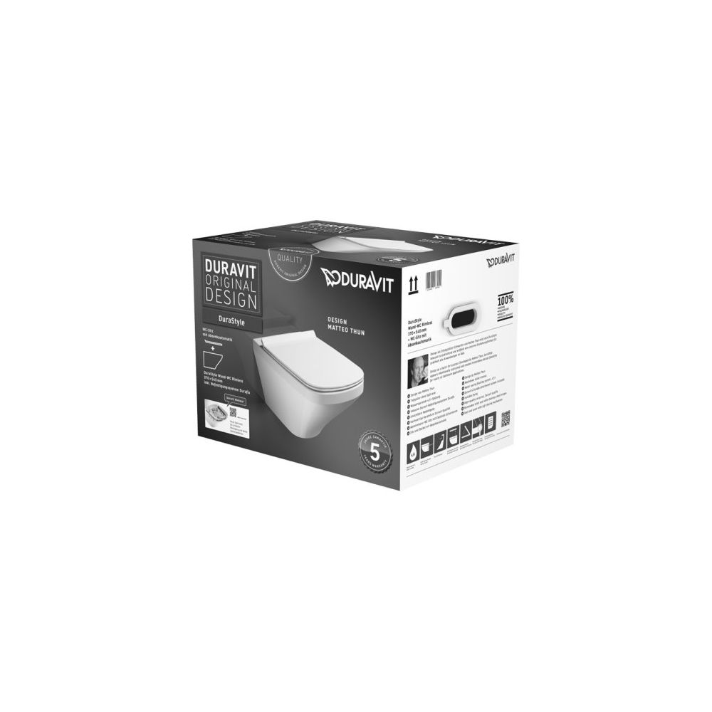 Set Vas WC suspendat cu capac soft close Duravit Durastyle Rimless 37x54 cm evacuare orizontala, fixare ascunsa main product photo