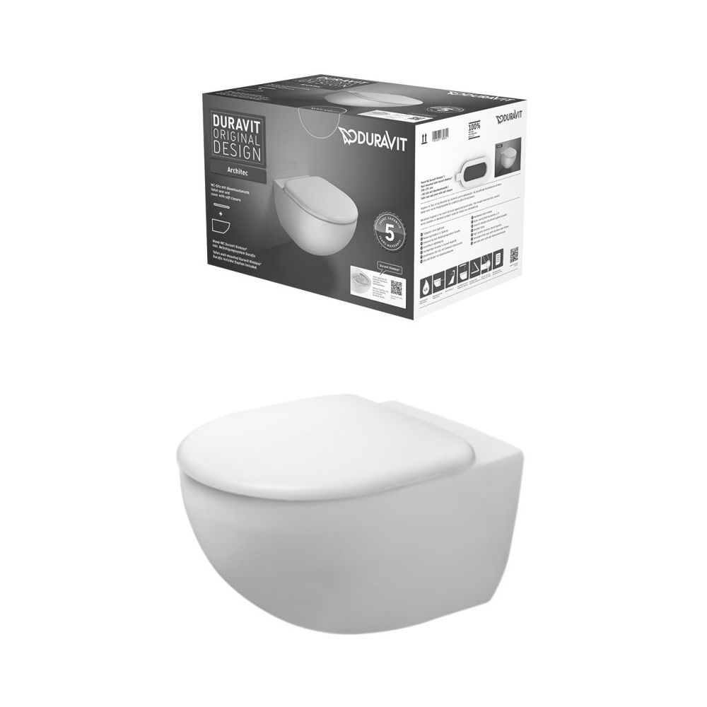 Set Vas WC suspendat cu capac soft close Duravit Architec Rimless 37x58 cm evacuare orizontala main product photo