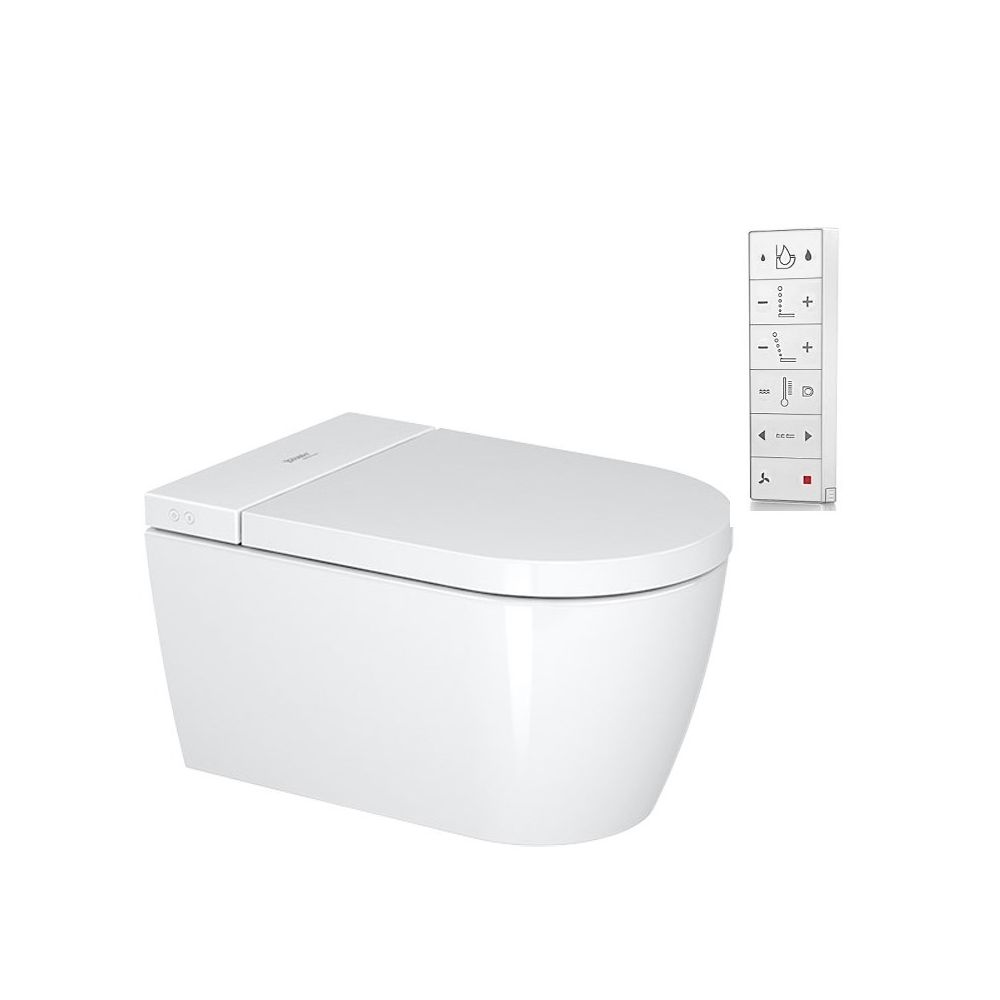 Set Vas WC cu bideu electronic suspendat cu capac soft close automat si telecomanda Duravit SensoWash Starck F Lite Compact Rimless 38x58 cm evacuare orizontala main product photo