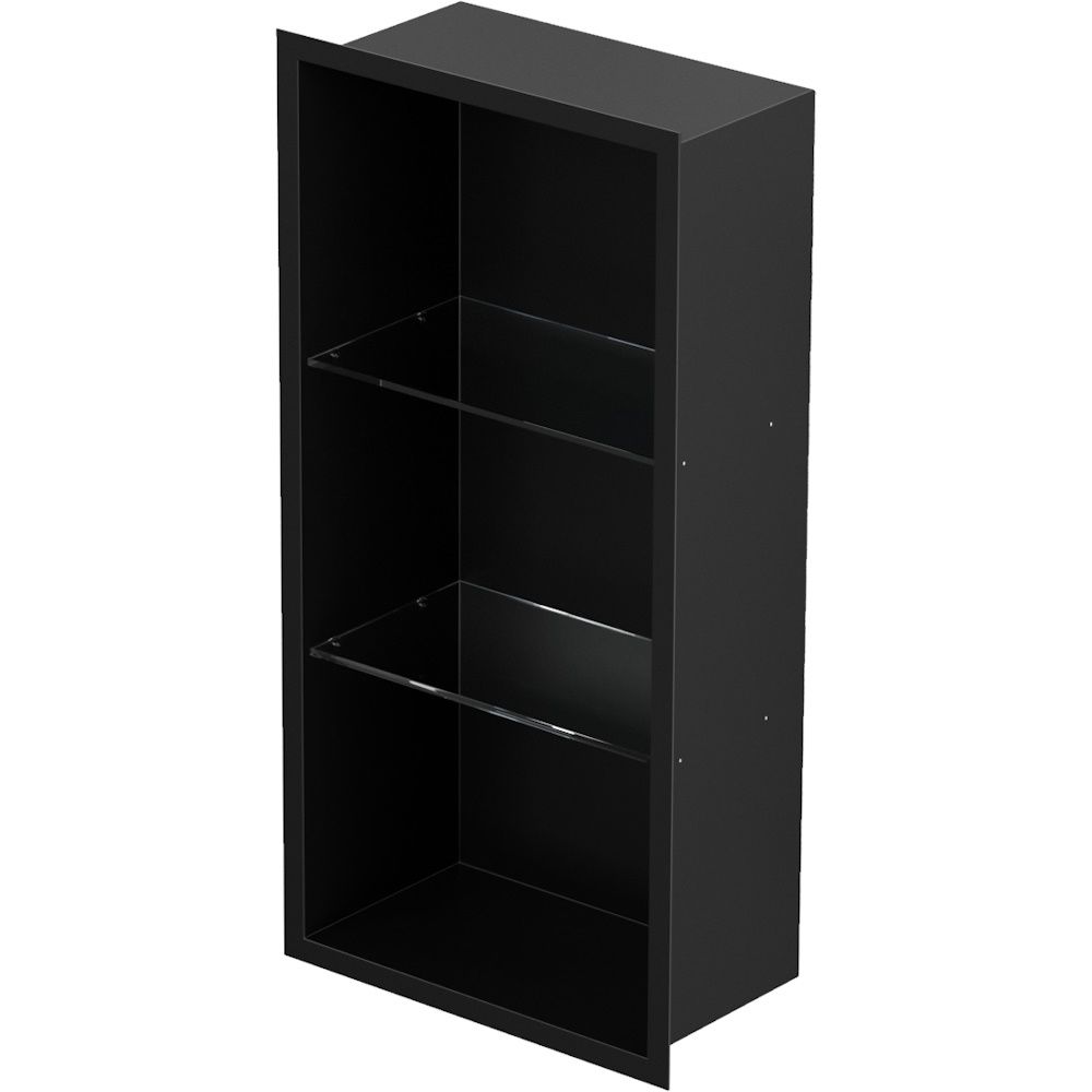 Bemeta Nisa perete baie 29x10xH62 cm cu 2 rafturi din sticla, negru main product photo