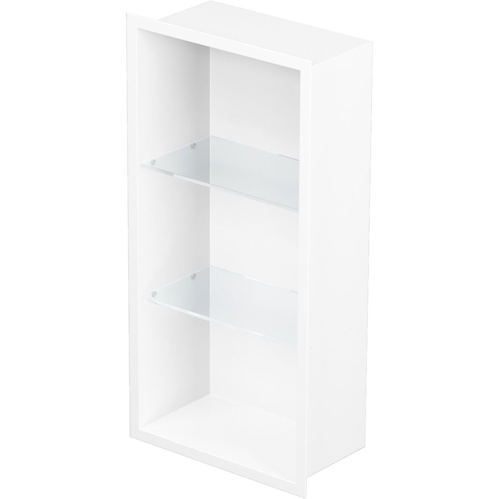 Bemeta Nisa perete baie 29x10xH62 cm cu 2 rafturi din sticla, alb main product photo