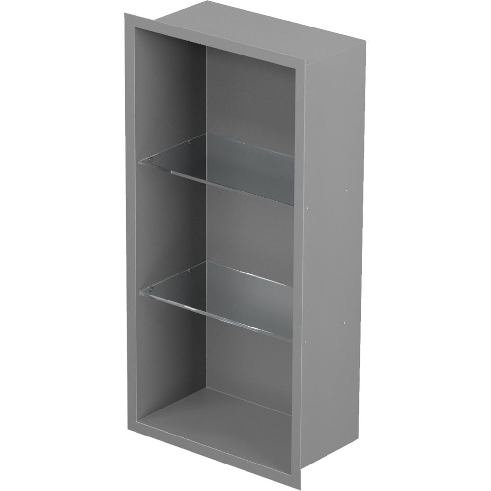 Bemeta Nisa perete baie 29x10xH62 cm cu 2 rafturi din sticla, crom main product photo
