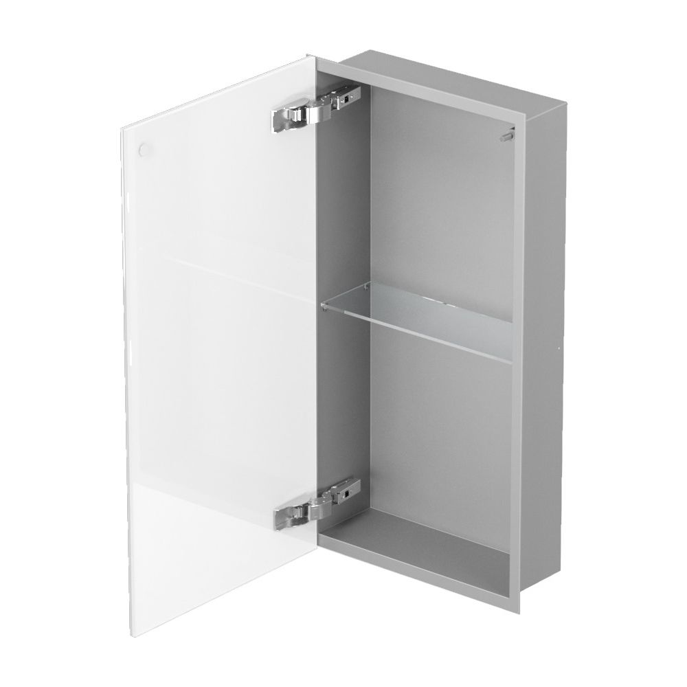 Bemeta Nisa perete baie 32x10xH62 cm cu 1 raft din sticla si usa, crom/alb main product photo