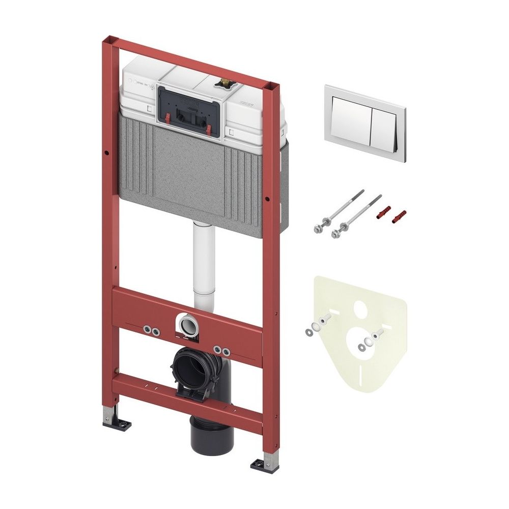 Tece Base Set rezervor WC incastrat cu cadru si clapeta de actionare 4 in 1, crom main product photo
