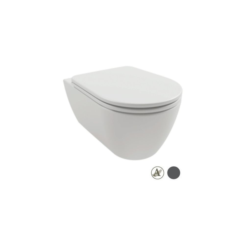 Vas WC suspendat Hatria Fusion Alchemy Rimless 36x54 cm evacuare orizontala, antracit main product photo