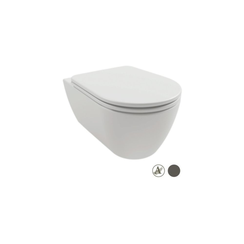 Vas WC suspendat Hatria Fusion Alchemy Rimless 36x54 cm evacuare orizontala, gri inchis (ash) main product photo