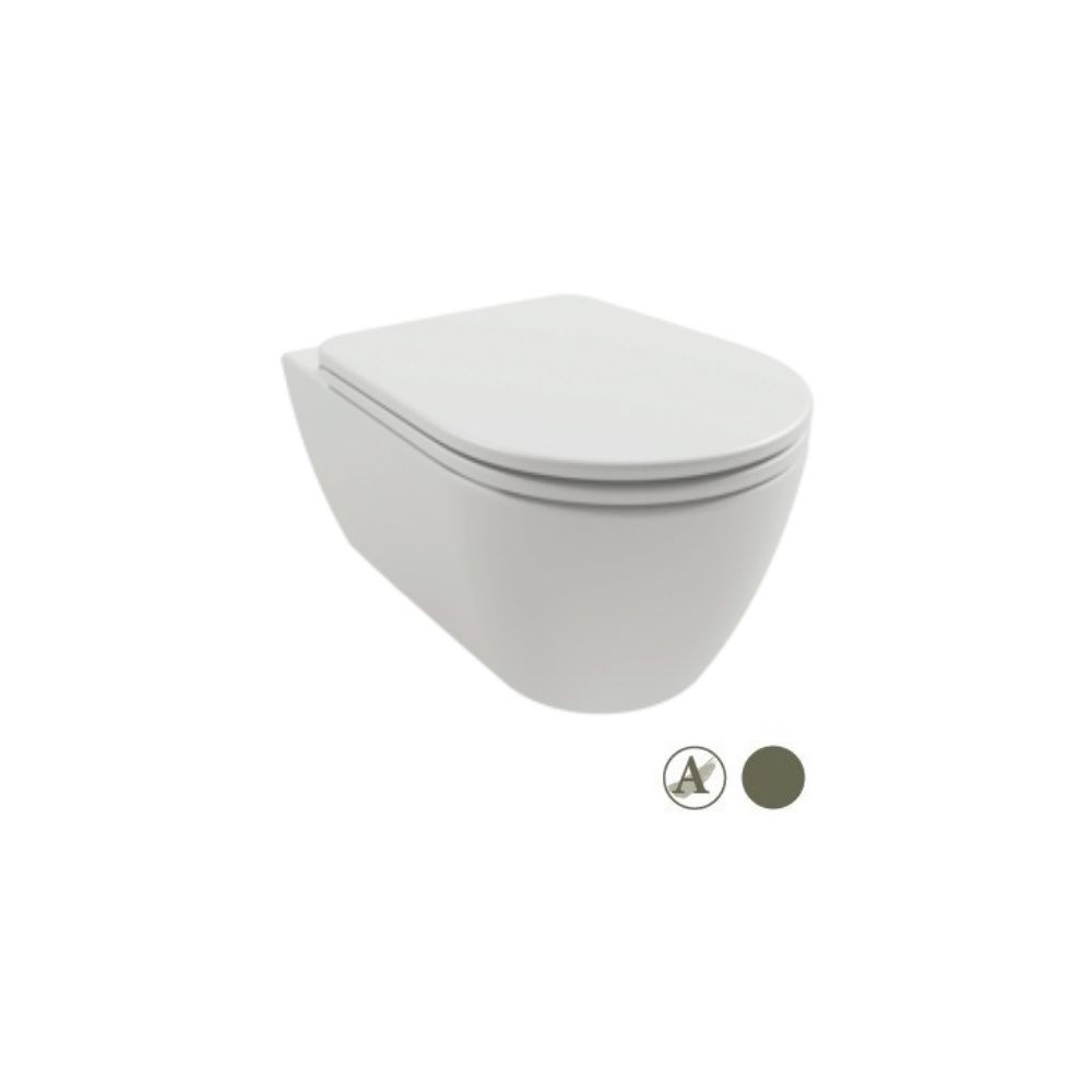 Vas WC suspendat Hatria Fusion Alchemy Rimless 36x54 cm evacuare orizontala, verde inchis (forest) main product photo