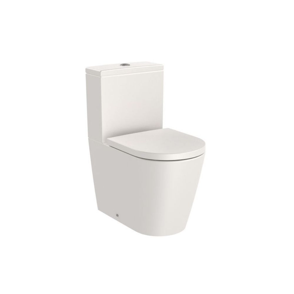 Vas WC pe pardoseala Roca Inspira Round Compact Rimless 37x60 cm evacuare orizontala sau verticala, lipit de perete, bej main product photo