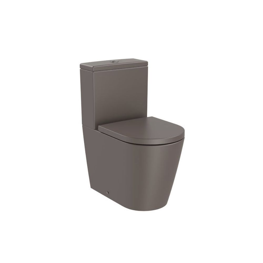 Vas WC pe pardoseala Roca Inspira Round Compact Rimless 37x60 cm evacuare orizontala sau verticala, lipit de perete, maro (coffee) main product photo