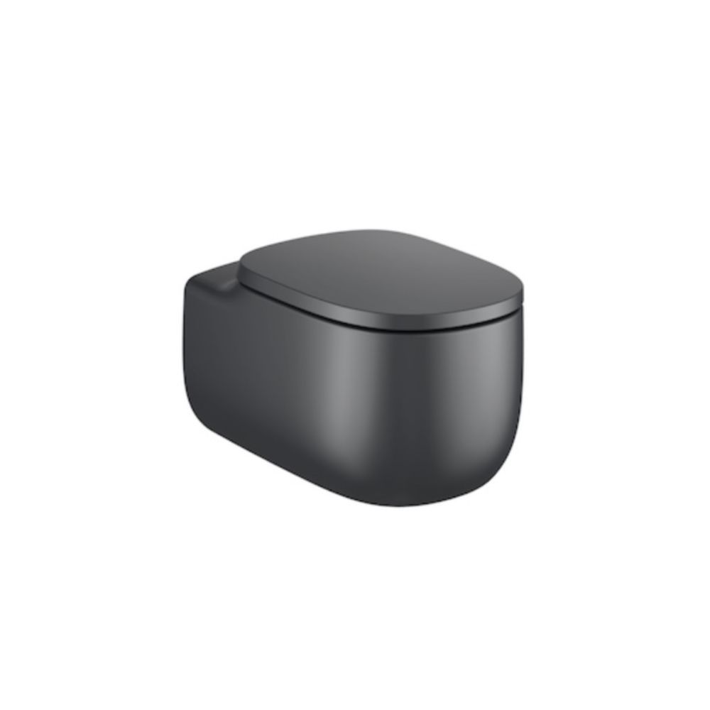 Vas WC suspendat Roca Beyond Rimless 39x58 cm evacuare orizontala, antracit (onyx) main product photo
