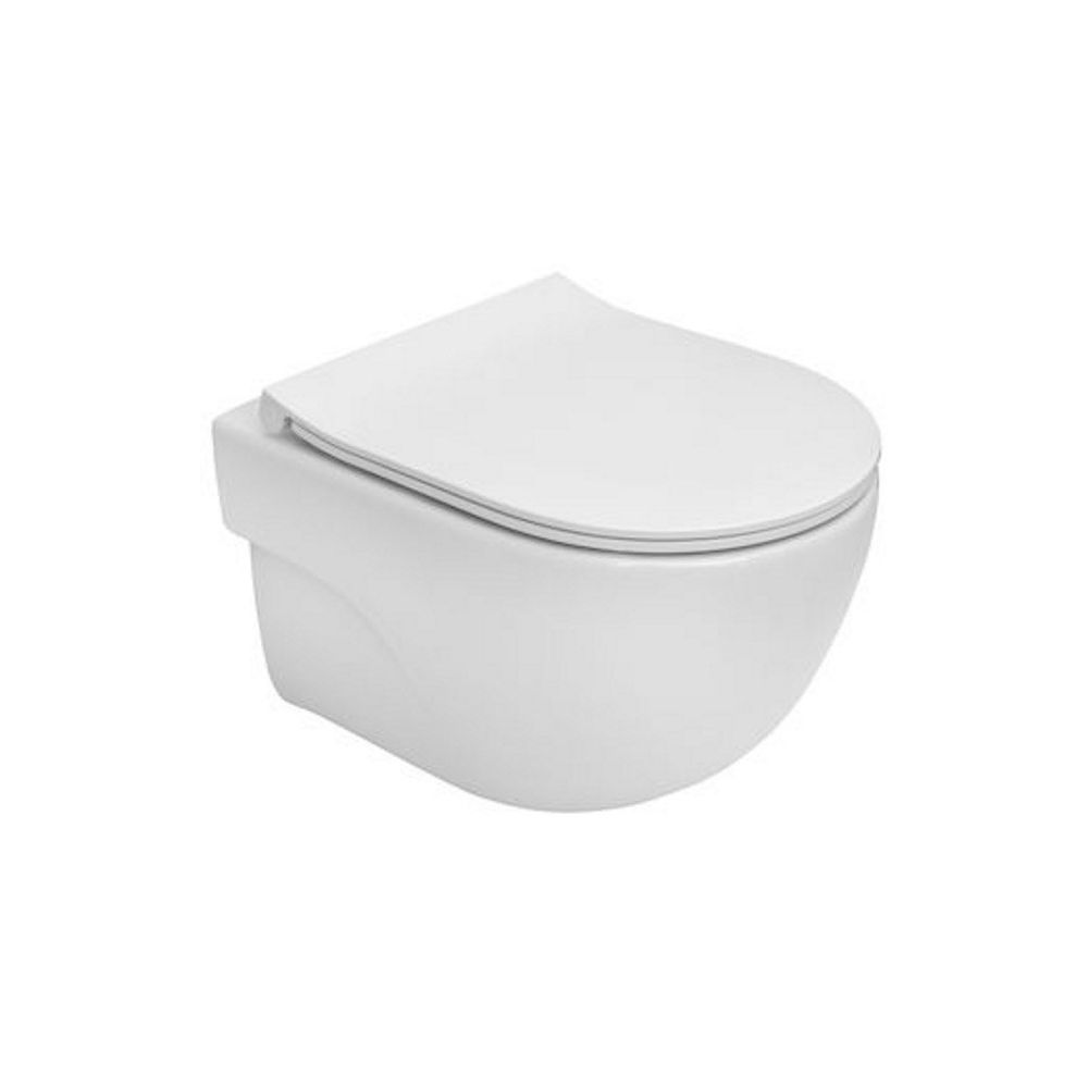Set Vas WC suspendat cu capac soft close Roca Meridian Rimless 36x48 cm evacuare orizontala main product photo