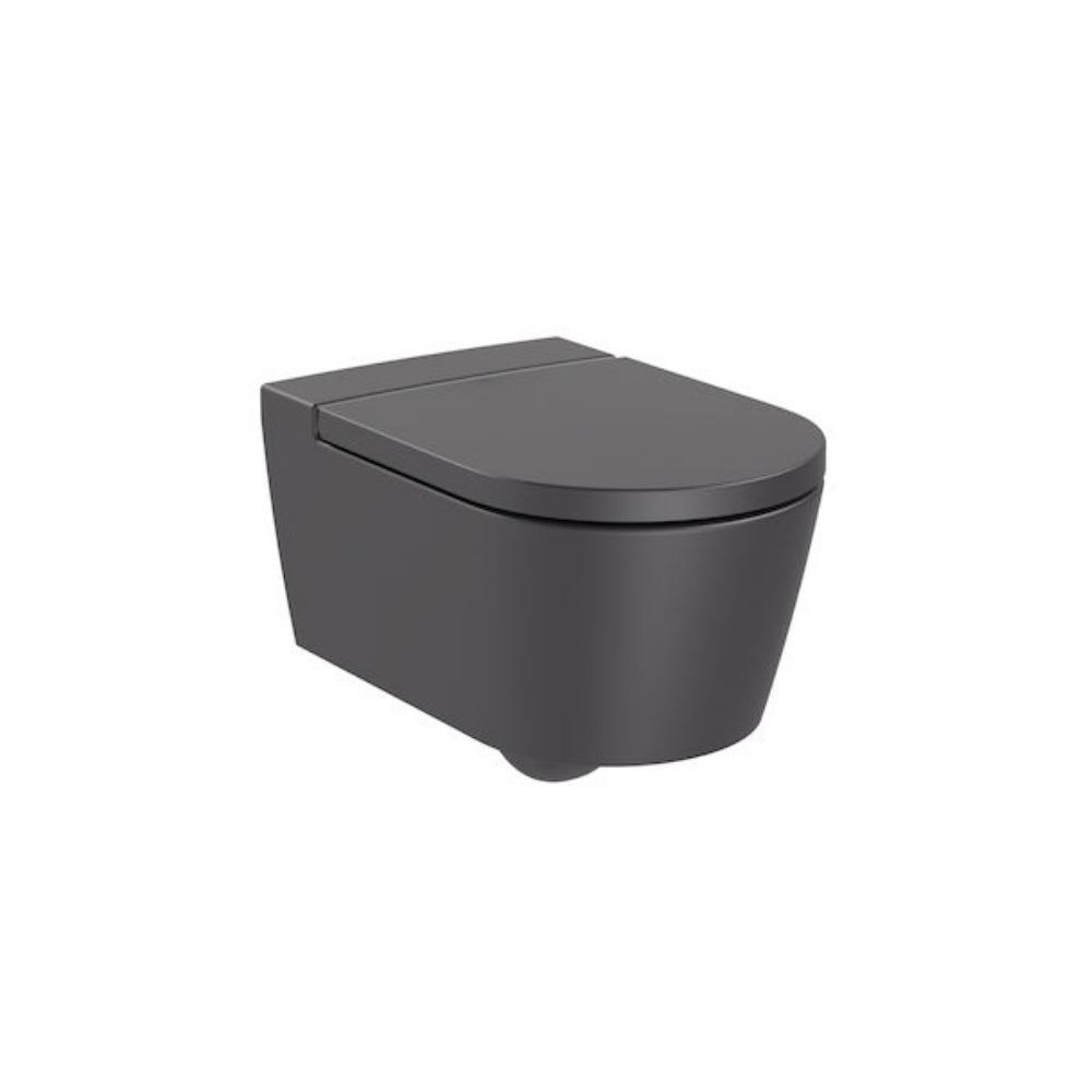 Vas WC suspendat Roca Inspira Round Rimless 37x56 cm evacuare orizontala, antracit (onyx) main product photo