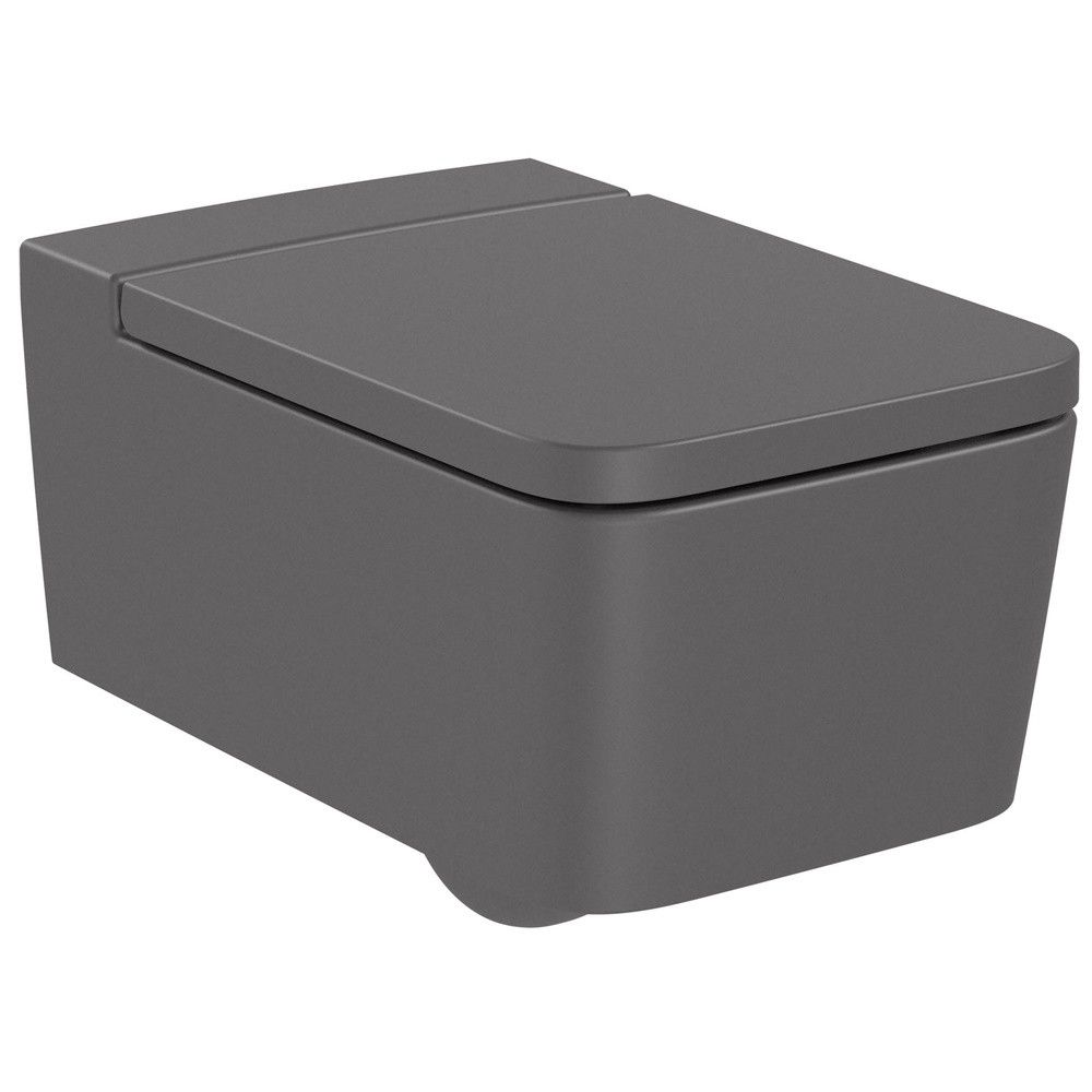 Vas WC suspendat Roca Inspira Square Rimless 37x56 cm evacuare orizontala, antracit (onyx) main product photo