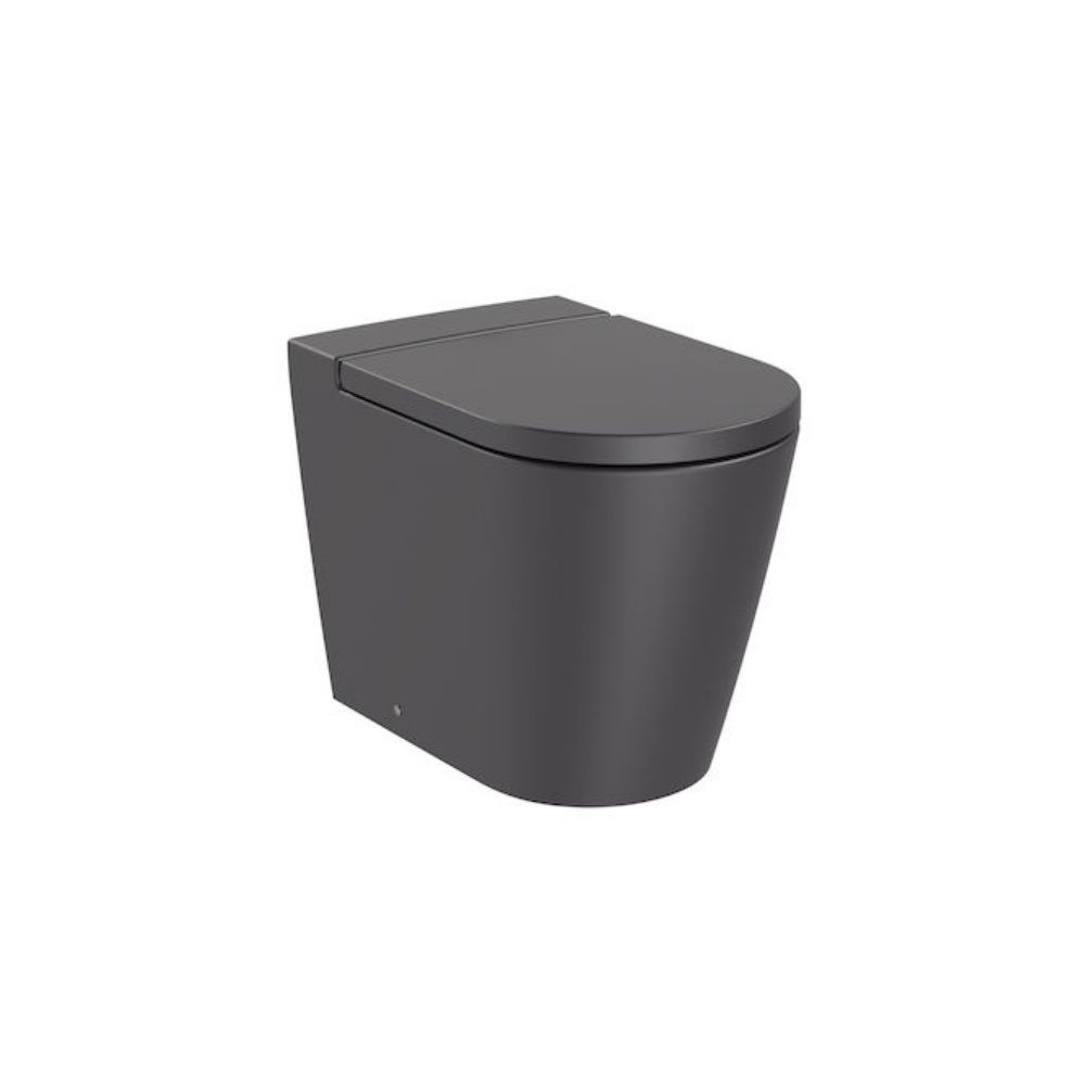 Vas WC pe pardoseala Roca Inspira Round Rimless 37x56 cm evacuare orizontala sau verticala, lipit de perete, antracit (onyx) main product photo