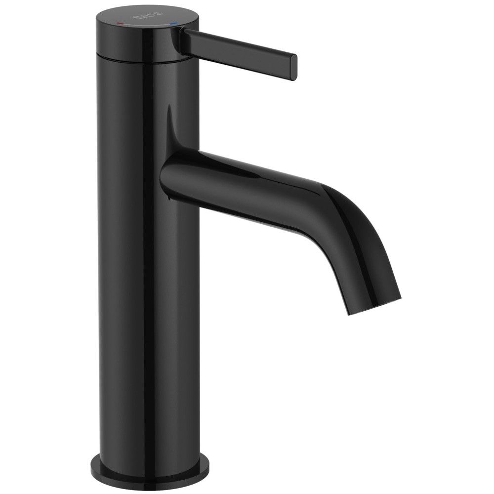Baterie lavoar neagra lucios Roca Ona, cu ventil click-clack H18 cm main product photo