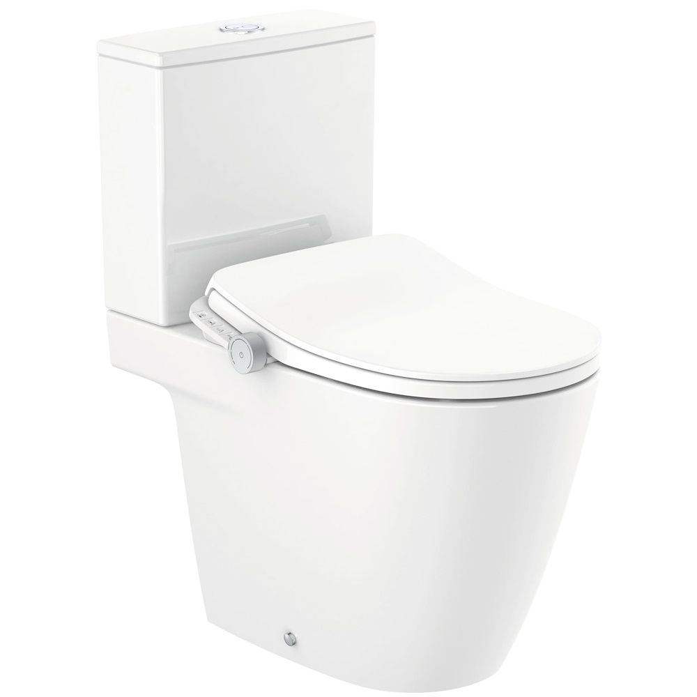 Set Vas WC cu bideu electronic pe pardoseala cu capac soft close Roca Ona In-Wash Rimless 39x68 cm, evacuare dubla main product photo