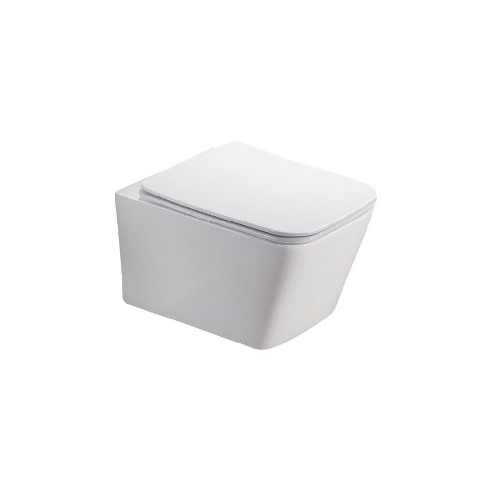 Set Vas WC suspendat cu capac soft close Fluminia Paris Rimless 37x53 cm evacuare orizontala, alb main product photo