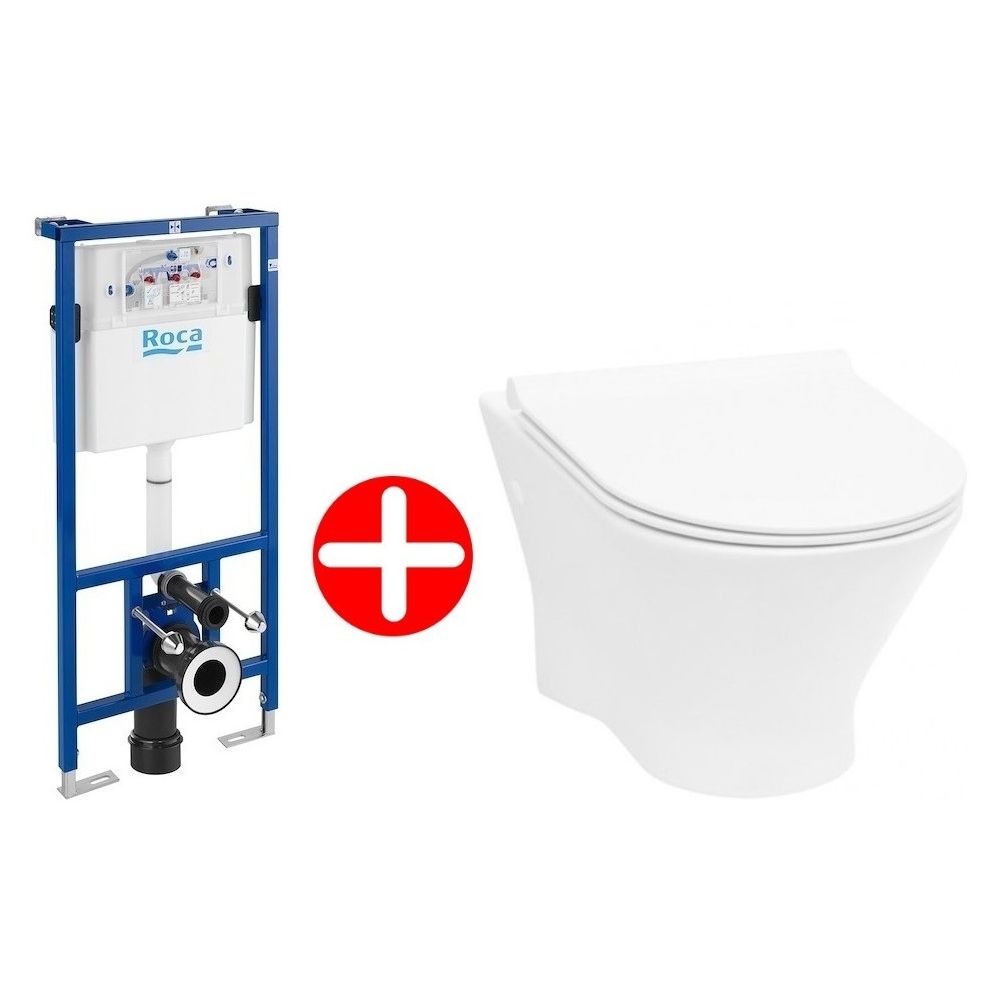 Set promo Vas WC suspendat cu rezervor incastrat si capac soft close Roca Nexo 36x54 cm evacuare orizontala main product photo