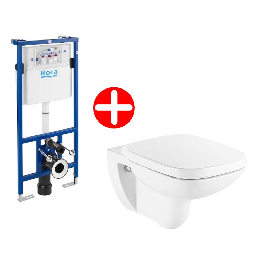 Set promo Vas WC suspendat cu rezervor incastrat si capac soft close Roca Debba Square Rimless 35x54 cm evacuare orizontala main product photo