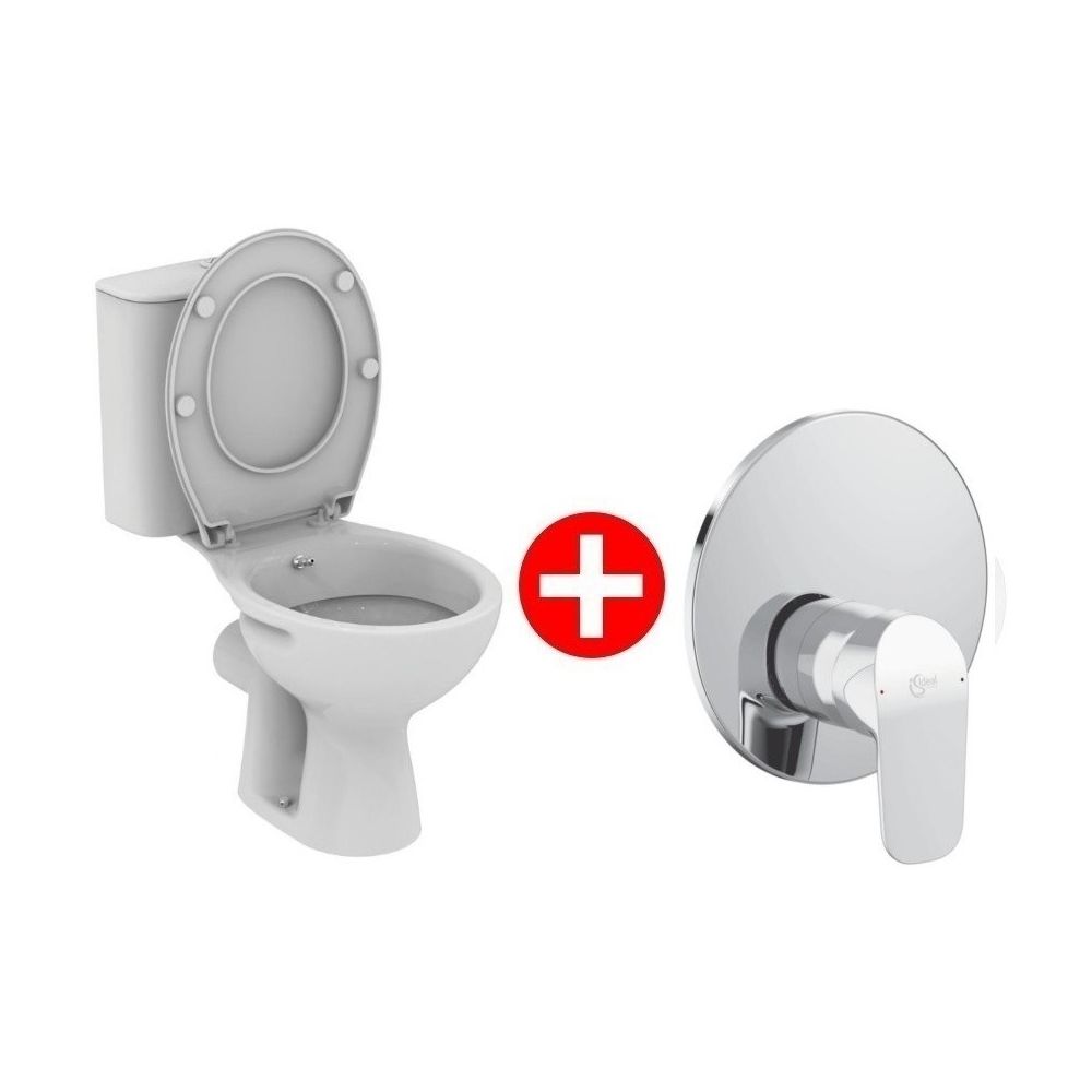 Set promo Vas WC cu bideu pe pardoseala cu rezervor aparent, baterie si capac Vidima Ulysse S 37x64 cm evacuare orizontala main product photo