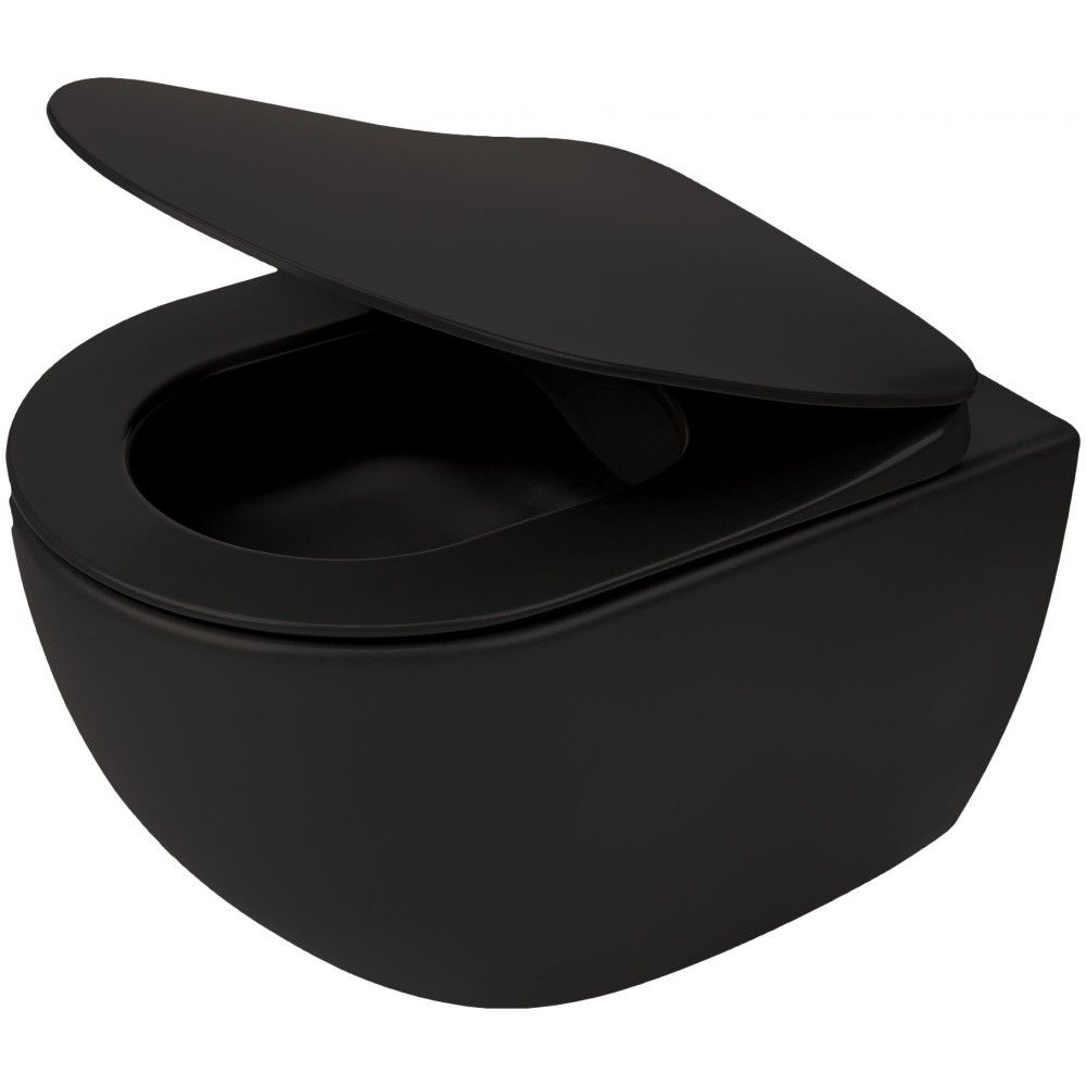 Vas WC suspendat Deante Peonia Nero Rimless 36x51 cm evacuare orizontala, negru main product photo