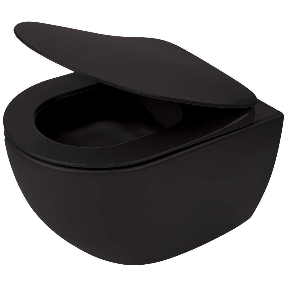 Set Vas WC suspendat cu capac soft close Deante Peonia Rimless 36x51 cm evacuare orizontala, negru main product photo