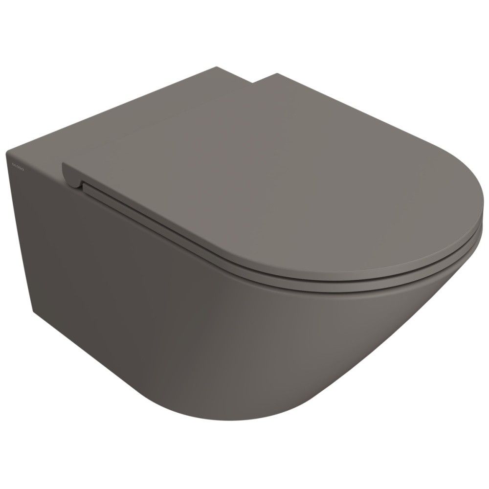 Vas WC suspendat Globo Forty3 Rimless 36x57 cm evacuare orizontala, maro/gri mat (agata) main product photo