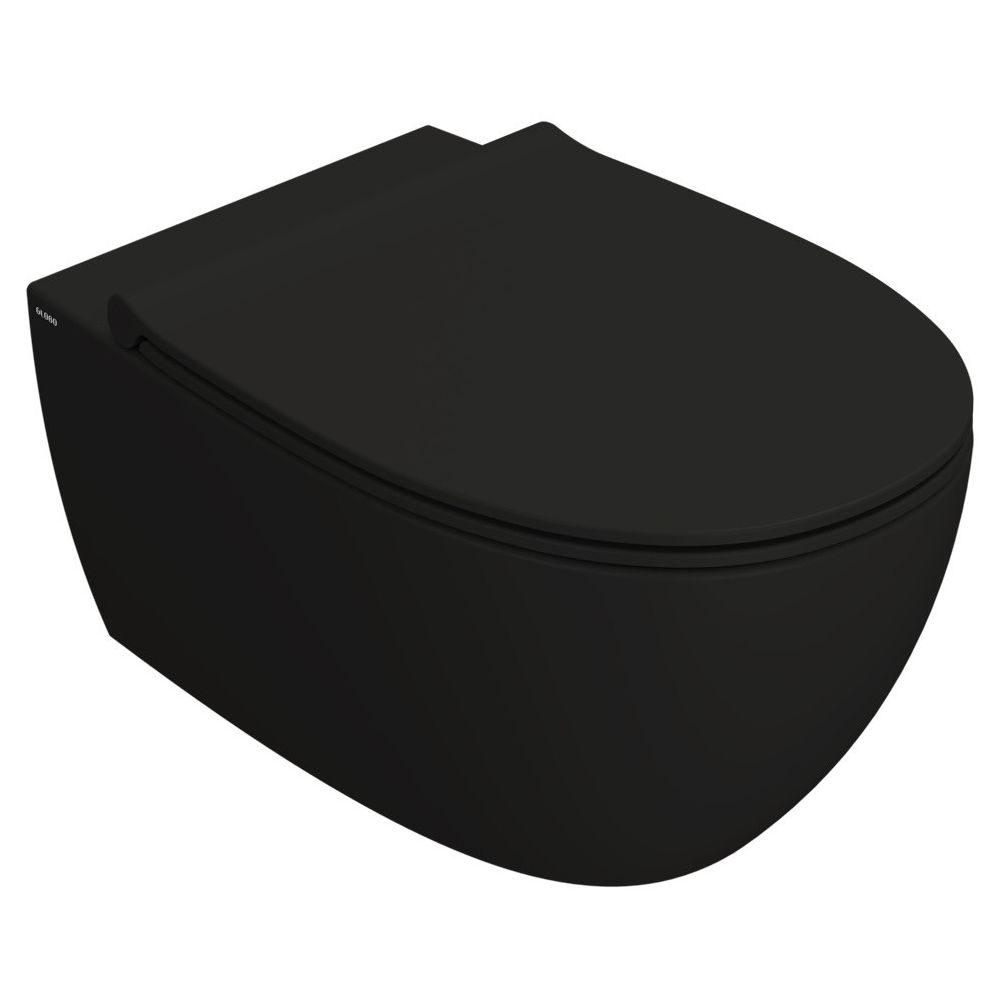 Vas WC suspendat Globo 4All Rimless 36x54 cm evacuare orizontala, negru mat main product photo