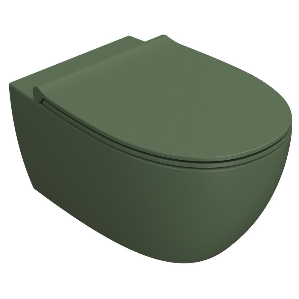 Vas WC suspendat Globo 4All Rimless 36x54 cm evacuare orizontala, verde deschis mat (felce) main product photo