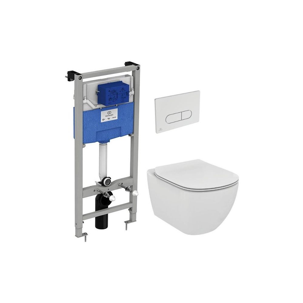 Set promo Vas WC suspendat cu rezervor incastrat, clapeta si capac soft-close Ideal Standard Tesi Aquablade 37x54 cm, evacuare orizontala main product photo