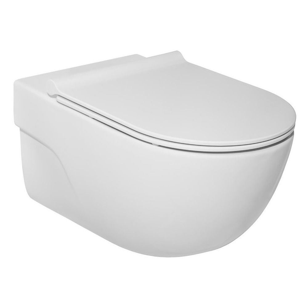 Set promo Vas WC suspendat cu capac soft close Roca Meridian Rimless 36x56 cm evacuare orizontala main product photo