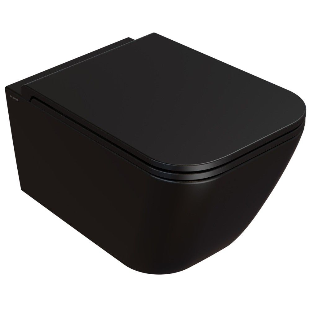 Vas WC suspendat Globo Stone Rimless 36x52 cm evacuare orizontala, negru mat main product photo