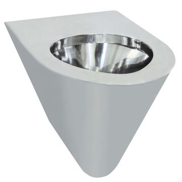 Vas WC antivandalism suspendat Nofer 54x36 cm evacuare orizontala, inox