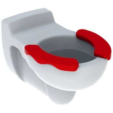 Vas WC pentru copii, suspendat Geberit Bambini 33x54 cm evacuare orizontala, alb/rosu