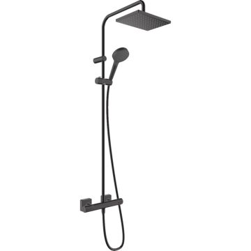 Coloana dus cu baterie si termostat Hansgrohe Vernis Shape, negru mat