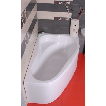 Cada baie pe colt semirotunda asimetrica Belform Mistika acril 170x100 cm, varianta stanga