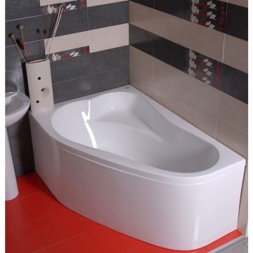 Cada baie pe colt semirotunda asimetrica Belform Mistika acril 170x100 cm, varianta dreapta