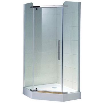 Cabina dus pentagonala cu usa batanta Belform Clear 90x90 cm